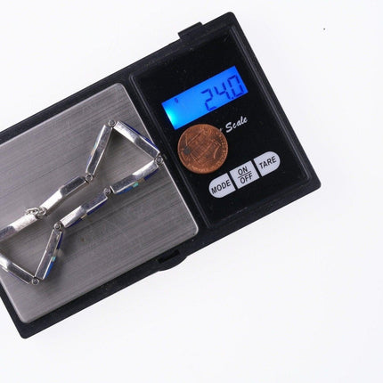 6.5" Kenneth Bitsie Navajo Lapis Opal sterling channel inlay link bracelet - Estate Fresh Austin