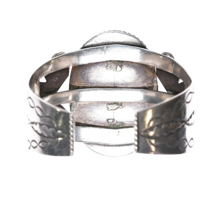 6.5" Large 1940's Navajo Petrified wood sterling cuff bracelet - Estate Fresh Austin