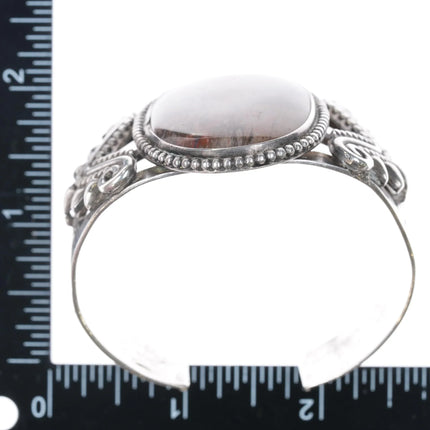 6.5" Large 1940's Navajo Petrified wood sterling cuff bracelet - Estate Fresh Austin