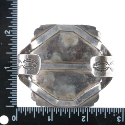 6.5" Large 40's-50's Native American silver agate cuff bracelet - Estate Fresh Austin