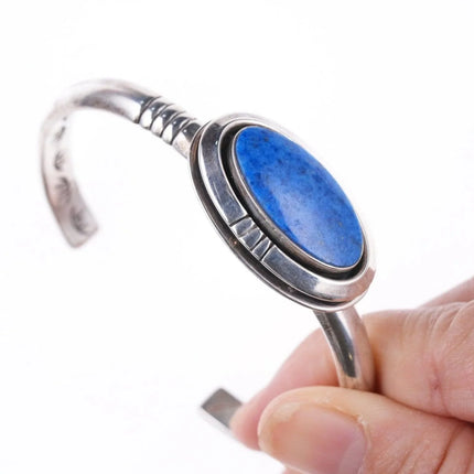 6.5" Leroy Begay Navajo Sterling and denim lapis bracelet - Estate Fresh Austin