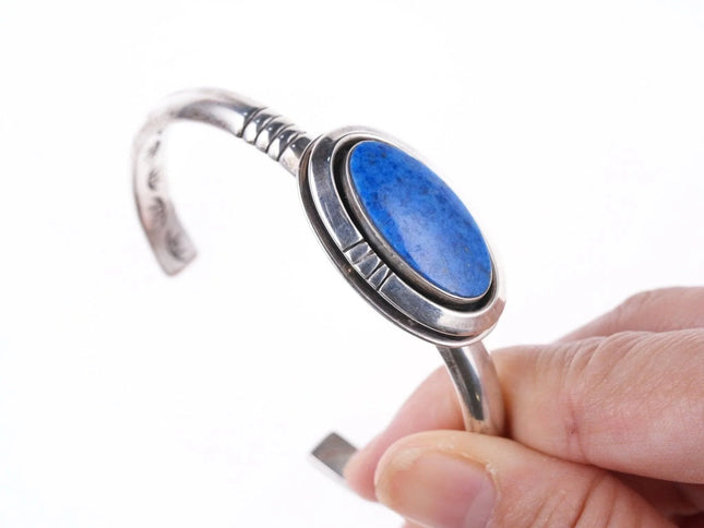 6.5" Leroy Begay Navajo Sterling and denim lapis bracelet - Estate Fresh Austin