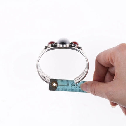 6.5" Mike Bird Romero San Juan and Taos Pueblo Agate and Onyx bracelet - Estate Fresh Austin