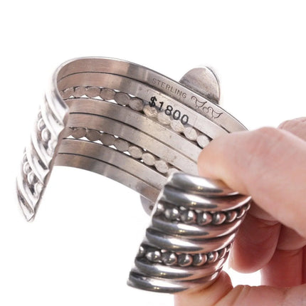 6.5" Mike Bird Romero San Juan and Taos Pueblo Agate and Onyx bracelet - Estate Fresh Austin