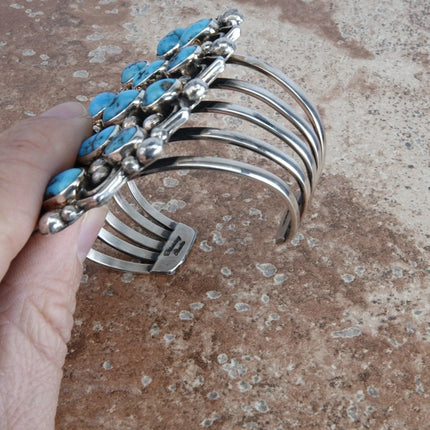 6.5" Morenci Turquoise Navajo Sterling Silver Large Cuff Bracelet by Chimney But - Estate Fresh Austin