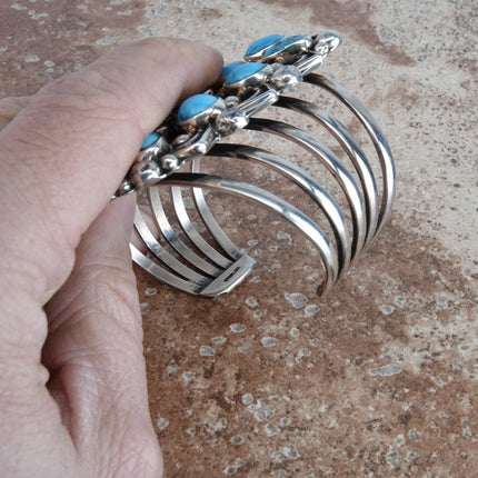 6.5" Morenci Turquoise Navajo Sterling Silver Large Cuff Bracelet by Chimney But - Estate Fresh Austin