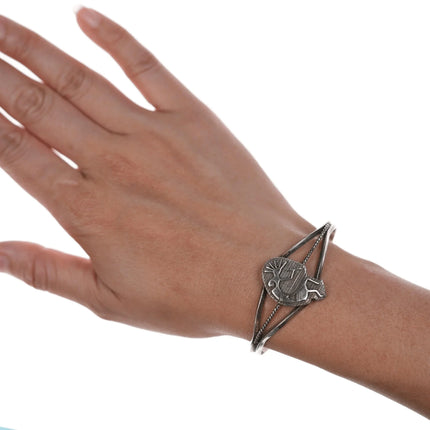 6.5" Native American Sterling Kokopelli cuff bracelet - Estate Fresh Austin