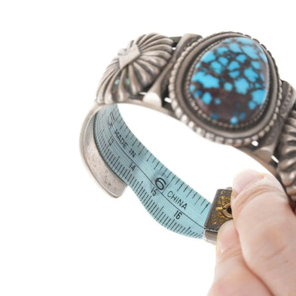 6.5" Navajo Calvin Martinez High grade spiderweb turquoise bracelet - Estate Fresh Austin