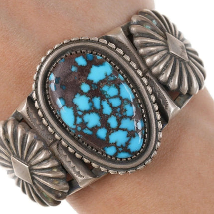 6.5" Navajo Calvin Martinez High grade spiderweb turquoise bracelet - Estate Fresh Austin