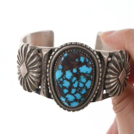 6.5" Navajo Calvin Martinez High grade spiderweb turquoise bracelet - Estate Fresh Austin