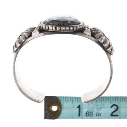 6.5" Navajo Calvin Martinez High grade spiderweb turquoise bracelet - Estate Fresh Austin