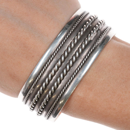 6.5" Navajo sterling vintage twisted wire cuff bracelet - Estate Fresh Austin