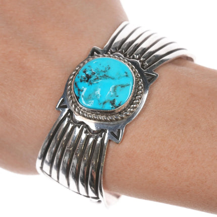 6.5" Nick Bill Navajo sterling and turquoise cuff bracelet - Estate Fresh Austin
