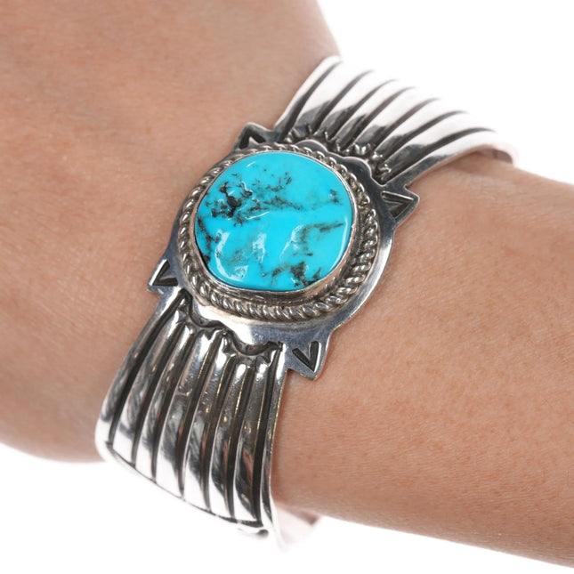 6.5" Nick Bill Navajo sterling and turquoise cuff bracelet - Estate Fresh Austin
