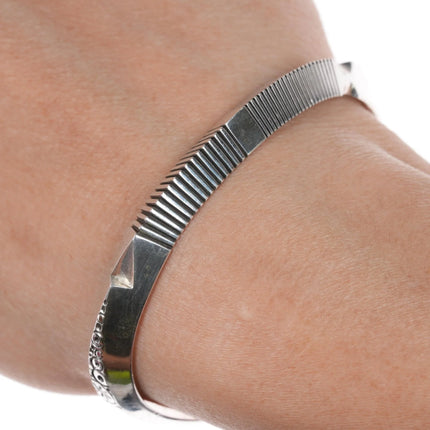 6.5" Norbert Peshlakai Navajo sterling forged cuff bracelet - Estate Fresh Austin
