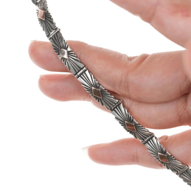 6.5" Pat Bedoni Navajo 14k/Sterling link bracelet - Estate Fresh Austin