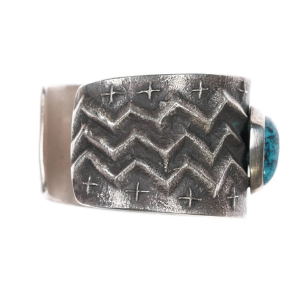 6.5" Philander Begay - Navajo Yeibichai Tufa cast cuff bracelet nice turquoise - Estate Fresh Austin