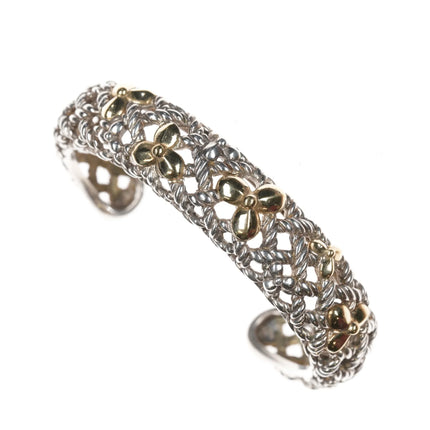 6.5" Bill Blass Retro 18k/Sterling cuff bracelet designer signed - Estate Fresh Austin