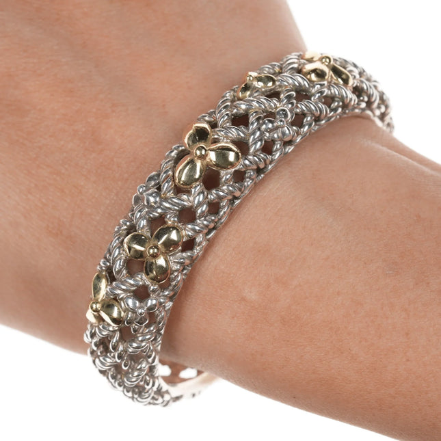 6.5" Bill Blass Retro 18k/Sterling cuff bracelet designer signed - Estate Fresh Austin