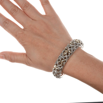 6.5" Bill Blass Retro 18k/Sterling cuff bracelet designer signed - Estate Fresh Austin