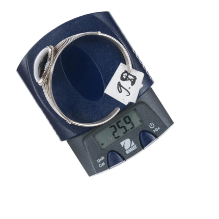 6.5" Retro Native American H Springy sterling and onyx cuff bracelet - Estate Fresh Austin