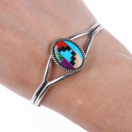 6.5" Retro Southwestern sterling channel inlay bracelet - Estate Fresh Austin