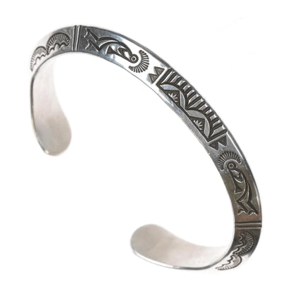 6.5" Roger Skeet Jr Navajo Ingot silver Carinated Cuff bracelet - Estate Fresh Austin