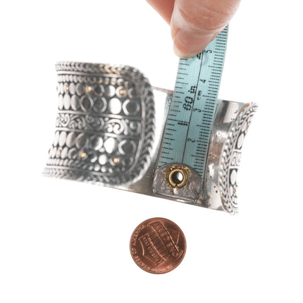 6.5" Samuel Benham 18k/Sterling and amethyst cuff bracelet - Estate Fresh Austin