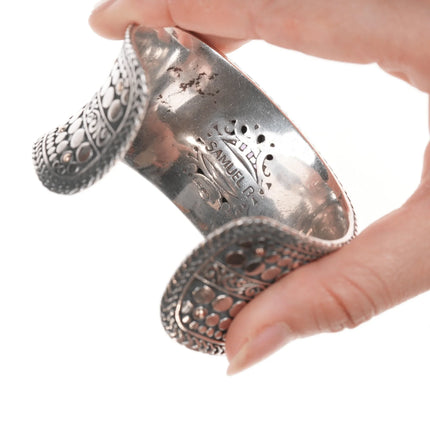 6.5" Samuel Benham 18k/Sterling and amethyst cuff bracelet - Estate Fresh Austin