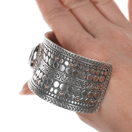 6.5" Samuel Benham 18k/Sterling and amethyst cuff bracelet - Estate Fresh Austin