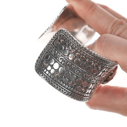 6.5" Samuel Benham 18k/Sterling and amethyst cuff bracelet - Estate Fresh Austin