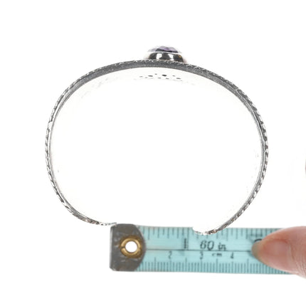 6.5" Samuel Benham 18k/Sterling and amethyst cuff bracelet - Estate Fresh Austin