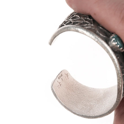 6.5" Samuel LaFountain - Diné, Turtle Mountain Chippewa Tufa Cast spiderweb turquoise cuff bracelet - Estate Fresh Austin