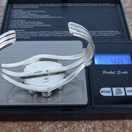 6.5" Shirley Henry Navajo Sterling Golden Hills Turquoise Flower Bracelet - Estate Fresh Austin