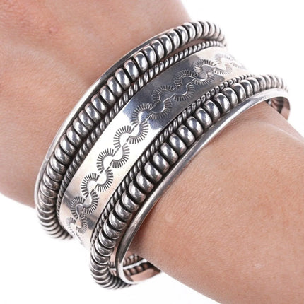 6.5" Southwestern Mexican sterling silver bracelet with twisted wire - Estate Fresh Austin