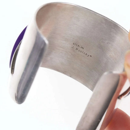 6.5" Jack Woolsey Agatized Coral/Purple Jasper sterling silver cuff bracelet - Estate Fresh Austin