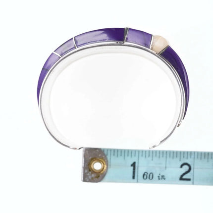 6.5" Jack Woolsey Agatized Coral/Purple Jasper sterling silver cuff bracelet - Estate Fresh Austin