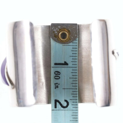 6.5" Jack Woolsey Agatized Coral/Purple Jasper sterling silver cuff bracelet - Estate Fresh Austin