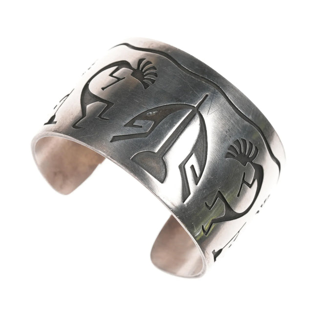 6.5" Southwestern sterling Kokopelli cuff bracelet - Estate Fresh Austin