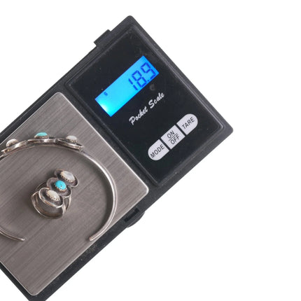 6.5" & Sz4.75 Vintage Navajo Sterling Turquoise and shell Bracelet/ring - Estate Fresh Austin