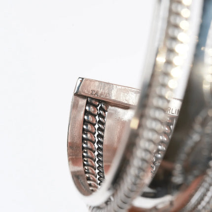 6.5" Tahe navajo stamped silver double twisted wire bracelet - Estate Fresh Austin