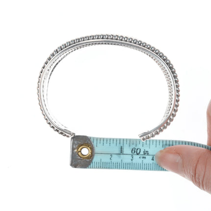 6.5" Tahe navajo stamped silver double twisted wire bracelet - Estate Fresh Austin