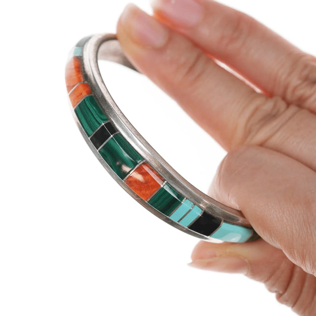 6.5" TP Native American Multi-stone channel inlay cuff bracelet - Estate Fresh Austin