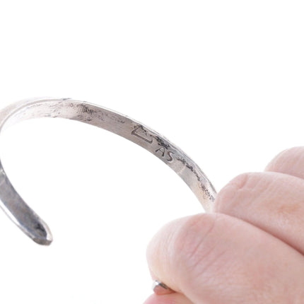 6.5" Vintage Bien Mur Shop Native American Hand Chiseled silver bracelet - Estate Fresh Austin