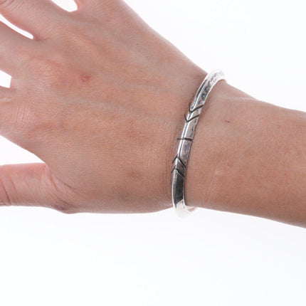 6.5" Vintage Bien Mur Shop Native American Hand Chiseled silver bracelet - Estate Fresh Austin