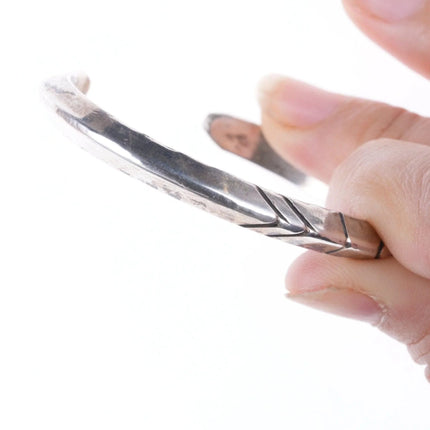 6.5" Vintage Bien Mur Shop Native American Hand Chiseled silver bracelet - Estate Fresh Austin