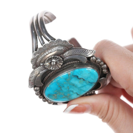 6.5" Vintage E Lewis Navajo Sterling and turquoise bracelet - Estate Fresh Austin