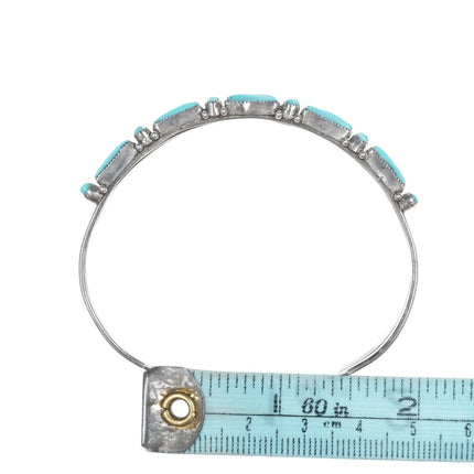 6.5" Vintage J.W. Zuni silver and turquoise dot dot dash three row cuff bracelet - Estate Fresh Austin