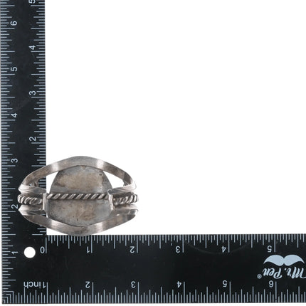 6.5" Vintage Large turquoise hand stamped sterling silver cuff bracelet - Estate Fresh Austin