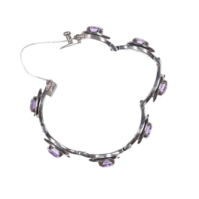 6.5" Vintage Los Ballesteros Sterling and gemstone bracelet - Estate Fresh Austin